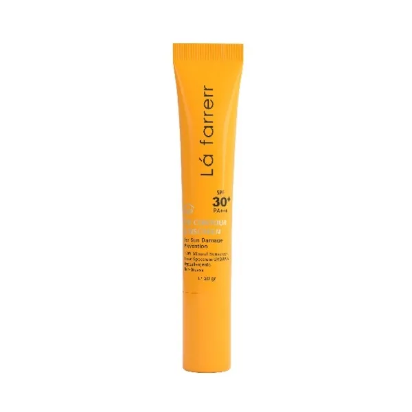 کرم ضد آفتاب دورچشم بدون رنگ لافارر، 30 SPF، مدل مینرال، مناسب انواع پوست و حجم 15 میلیلیتر، محافظت کننده در برابر اشعه UVA و UVB، ضد حساسیت و التهاب، بدون چربی، ضد آب، +++PA، ضد چروک، تعدیل کننده هاله تیره دور چشم، مغذی، رطوبترسان، با ماندگاری 2 ساعته