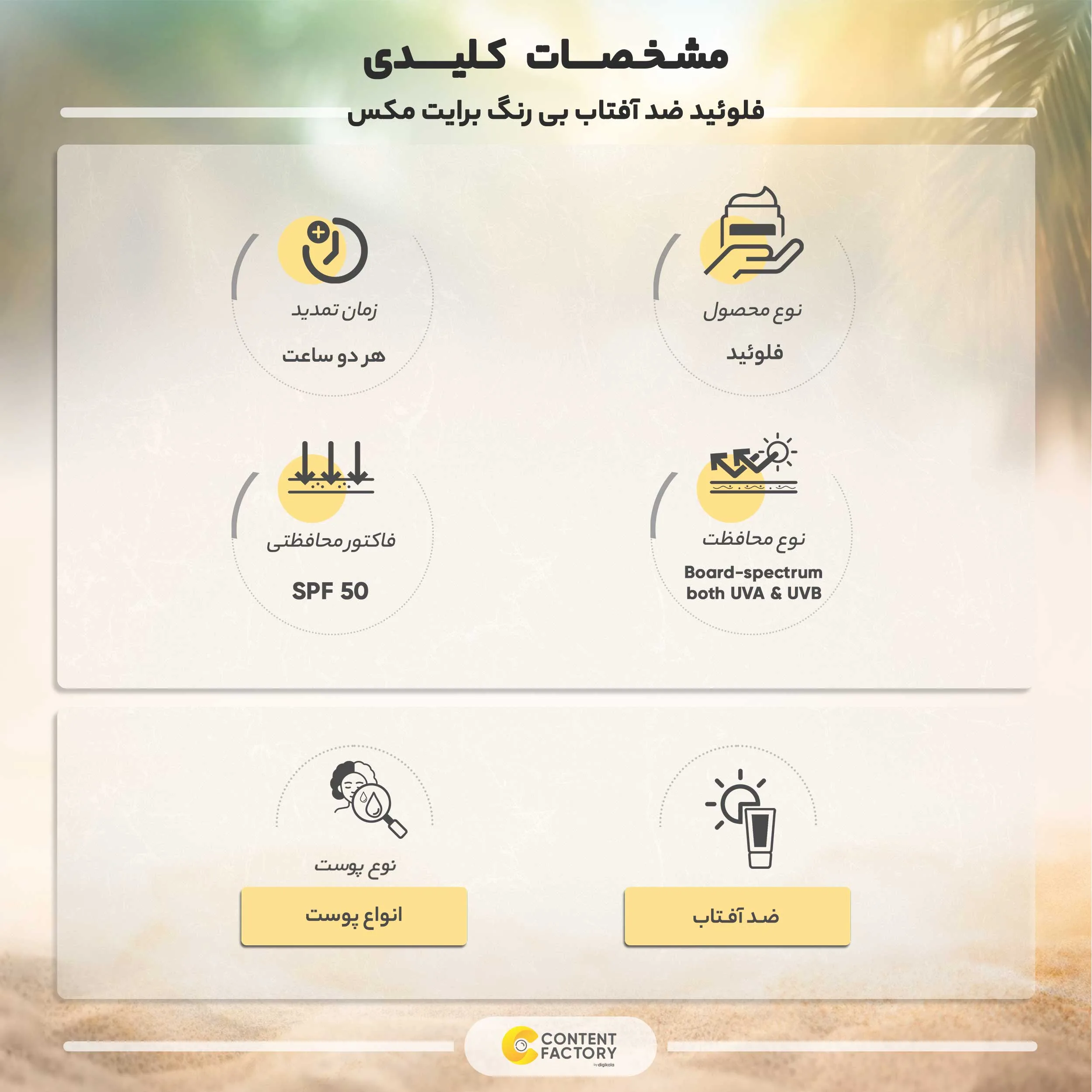 فلوئید ضدآفتاب بیرنگ برایت مکس SPF50 مدل هیدرابرایت مناسب انواع پوست، حجم 50 میلیلیتر