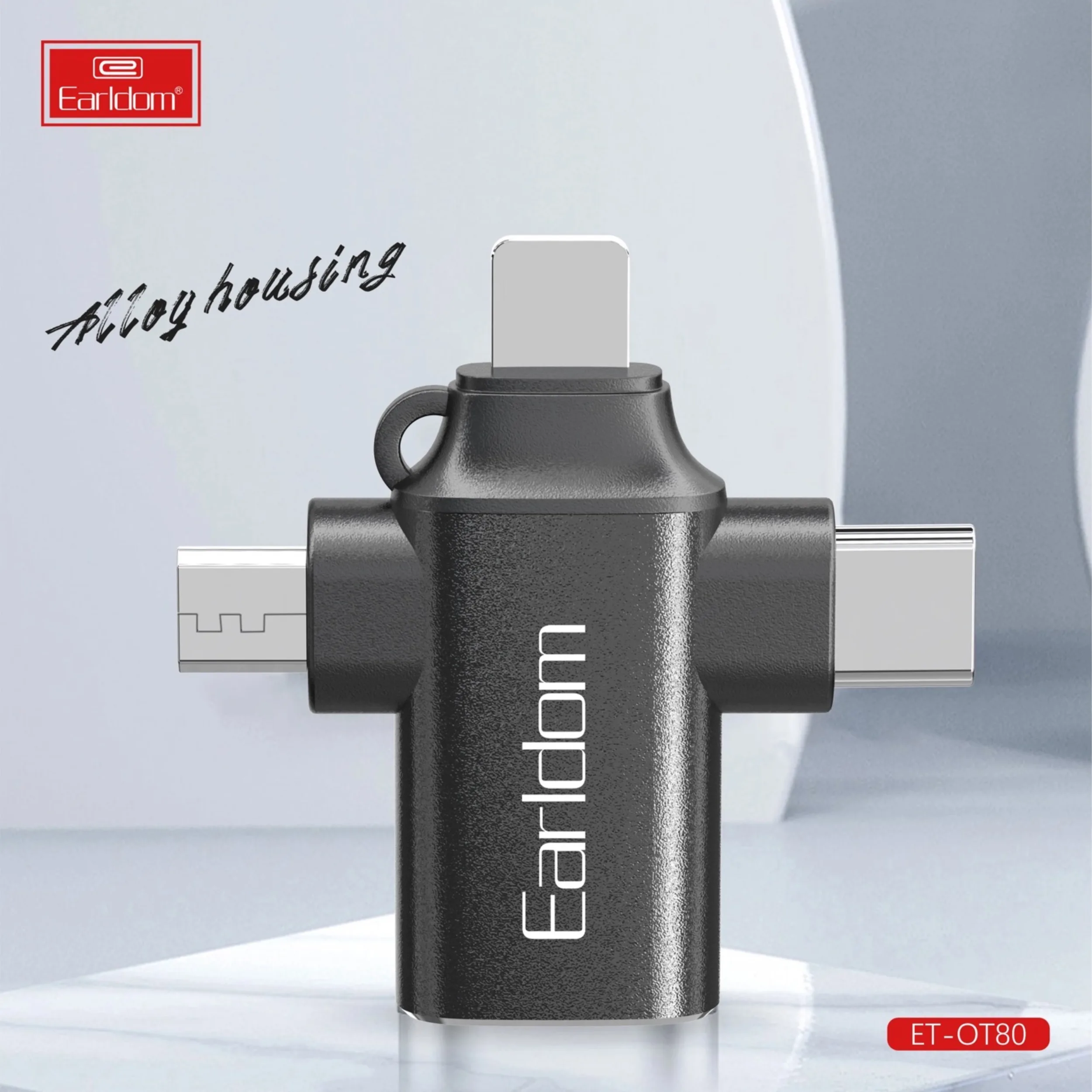 مبدل USB OTG به microUSB / لایتنینگ / USB-C ارلدام مدل ET-OT80