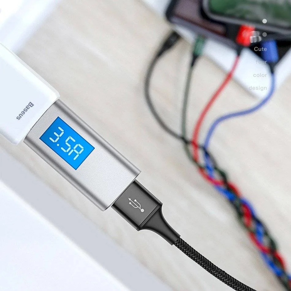 کابل تبدیل USB به لایتنینگ/ microUSB/ USB-C باسئوس مدل CA1T4-B01 طول 1.2 متر