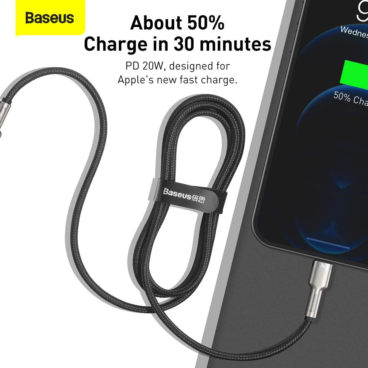 کابل تبدیل USB-C به لایتنینگ باسئوس مدل CATLJK-A01 طول 1 متر
