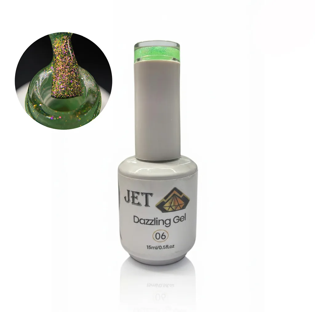 لاک ژل اکلیلی ناخن جت مدل Dazzling Gel شماره 6 رنگ فسفری