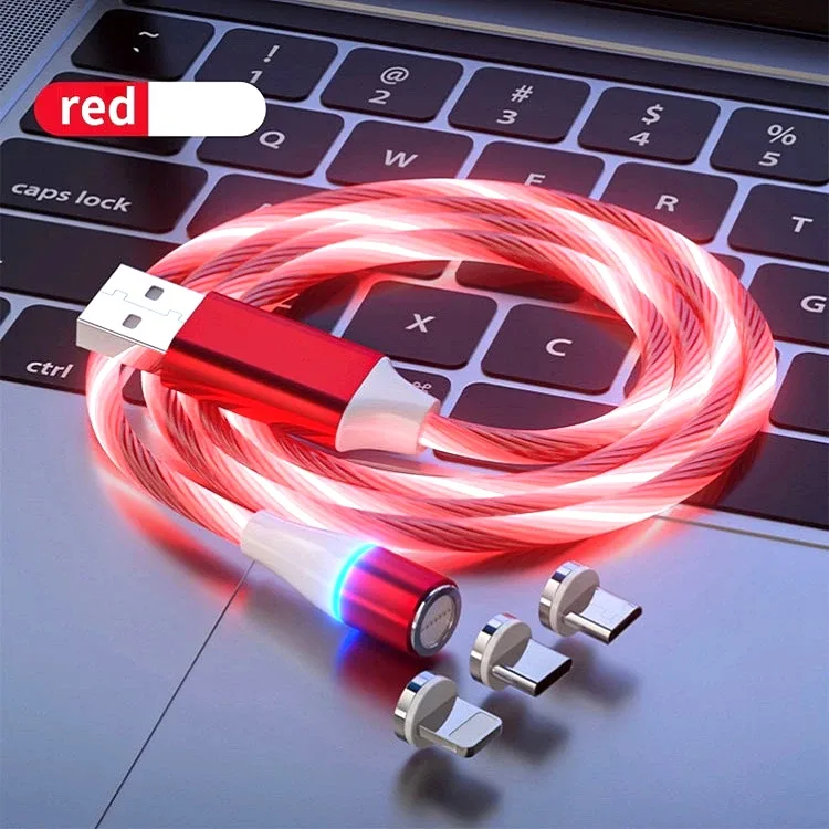 کابل تبدیل مغناطیسی  USB به MicroUSB / USB-C / لایتنینگ مدل  RGB  1x3 طول 1 متر