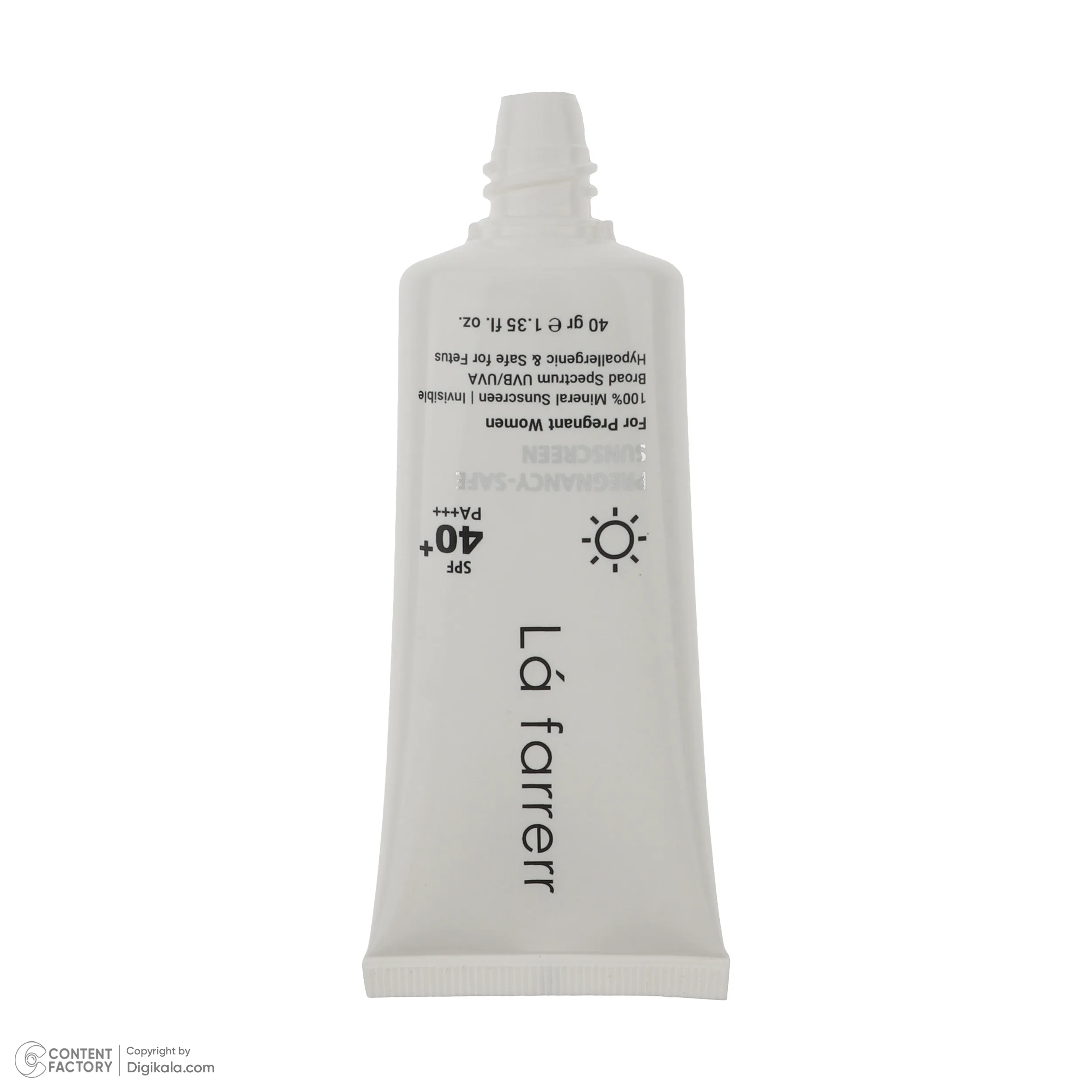 کرم ضد آفتاب بدون رنگ لافارر SPF 40 مدل PREGNANCY SAFE، حاوی محافظ UVA و UVB و PA+++ مناسب پوست بانوان باردار حجم 40 میلی‌لیتر