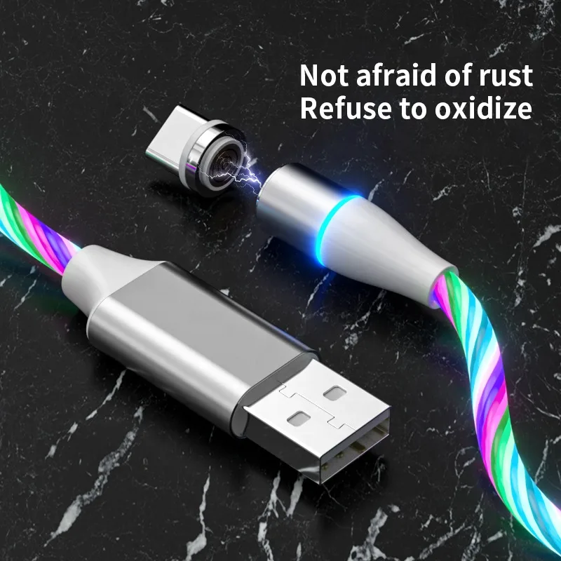 کابل تبدیل مغناطیسی USB به MicroUSB / USB-C / لایتنینگ مدل 1x3 LED طول 1 متر