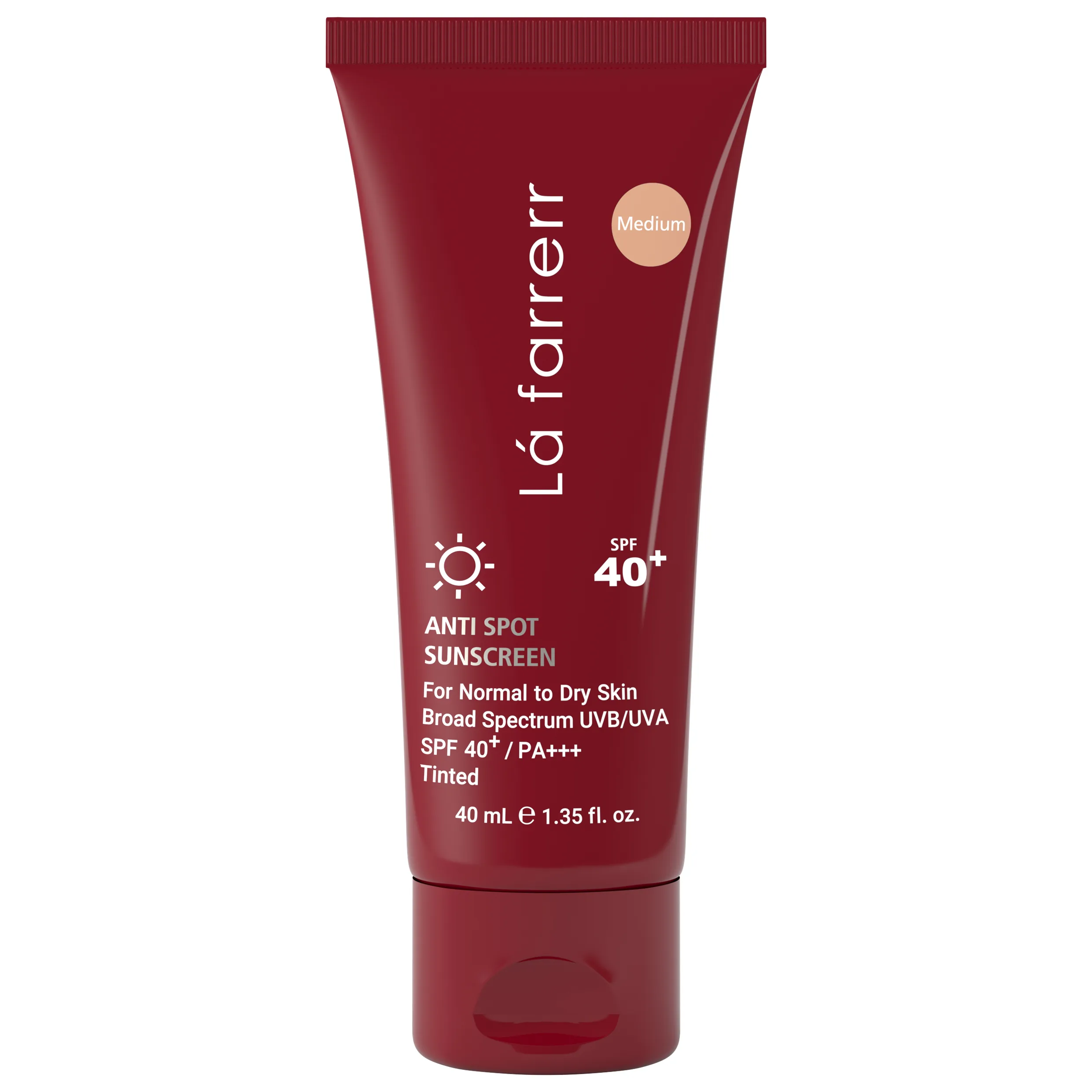 کرم ضدآفتاب و ضدلک رنگی لافارر مدل SPF40-Medium، مناسب پوستهای خشک و معمولی، حجم 40 میلیلیتر