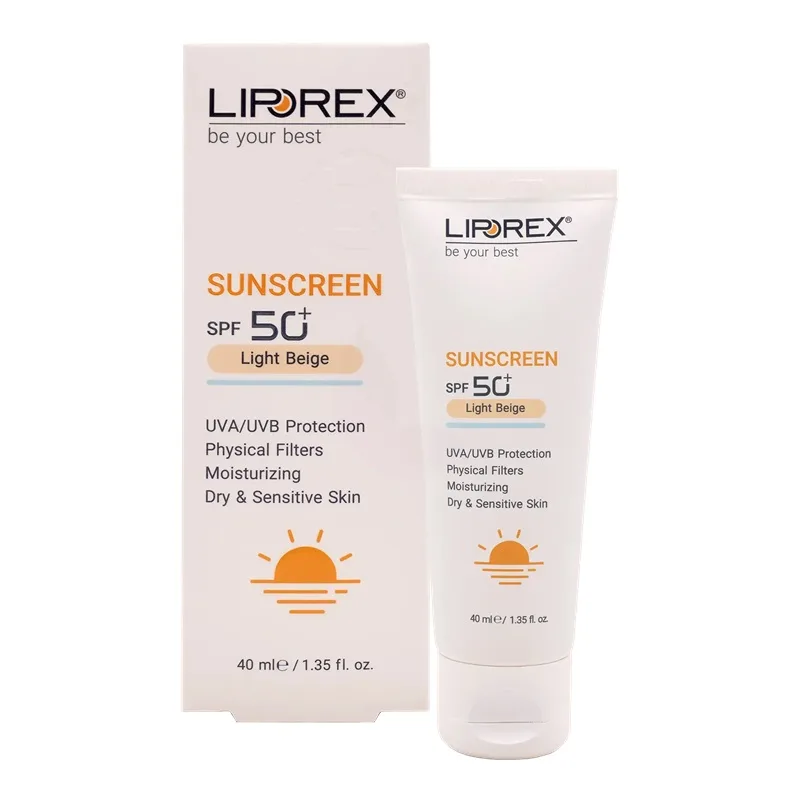 کرم ضد آفتاب رنگی لیپورکس SPF 50 مدل L-D Moisturizing مناسب پوستهای خشک و حساس حجم 40 میلیلیتر