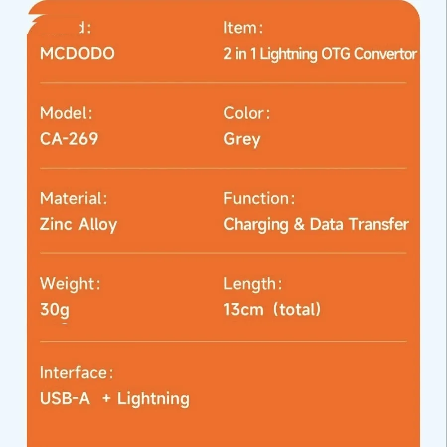 مبدل لایتنینگ به USB /USB-C مک دودو مدل CA-2690