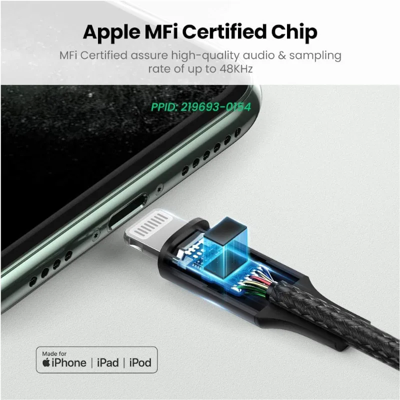 مبدل Lightning به جک 3.5mm یوگرین مدل US315-70509 طول 1 متر