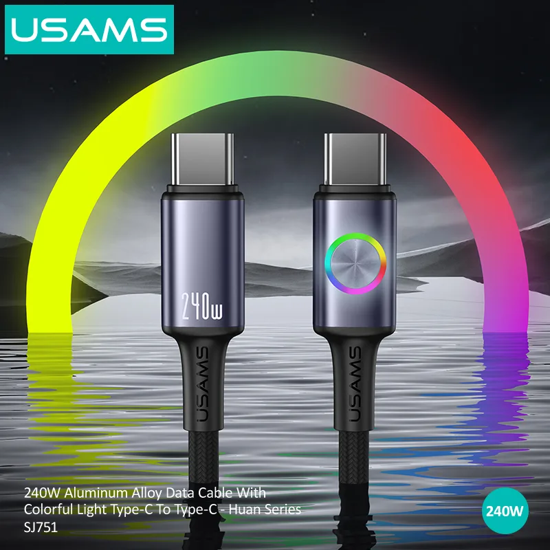 کابل تبدیل USB-C به USB-C یوسمز مدل SJ751-240W طول 1.2 متر