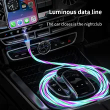 کابل تبدیل مغناطیسی USB به MicroUSB / USB-C / لایتنینگ مدل 1x3 LED طول 1 متر