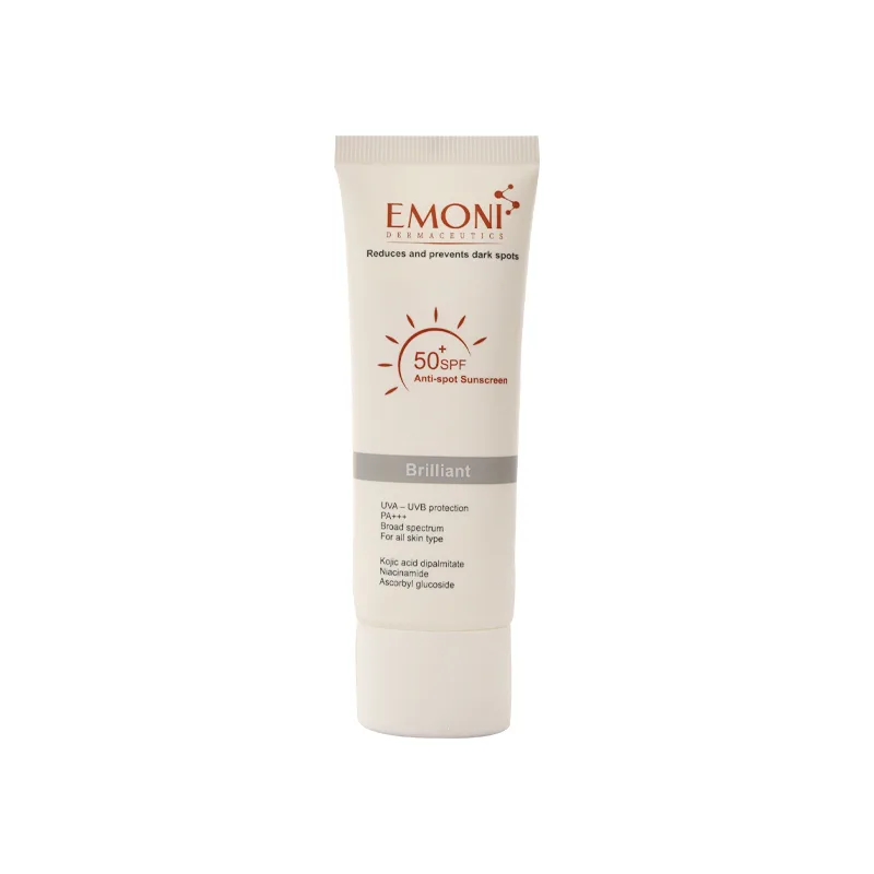 کرم ضد آفتاب بدون رنگ امونی spf50 مدل brilliant مناسب انواع پوست حجم 50 میلیلیتر