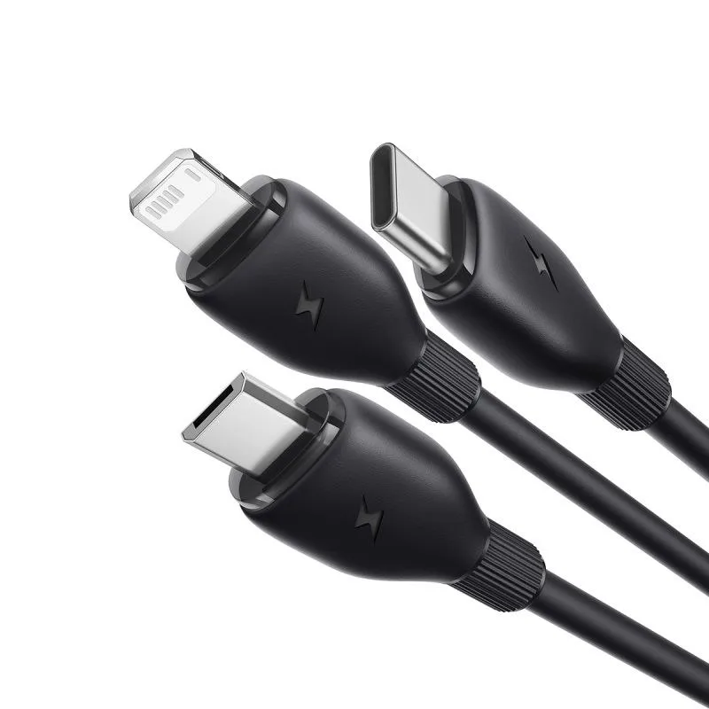 کابل تبدیل USB به لایتنینگ/USB-C/micro-USB بیسوس مدل Ultra-Fast 3.5A طول 1.3 متر