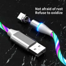 کابل تبدیل مغناطیسی  USB به MicroUSB / USB-C / لایتنینگ مدل  RGB  1x3 طول 1 متر