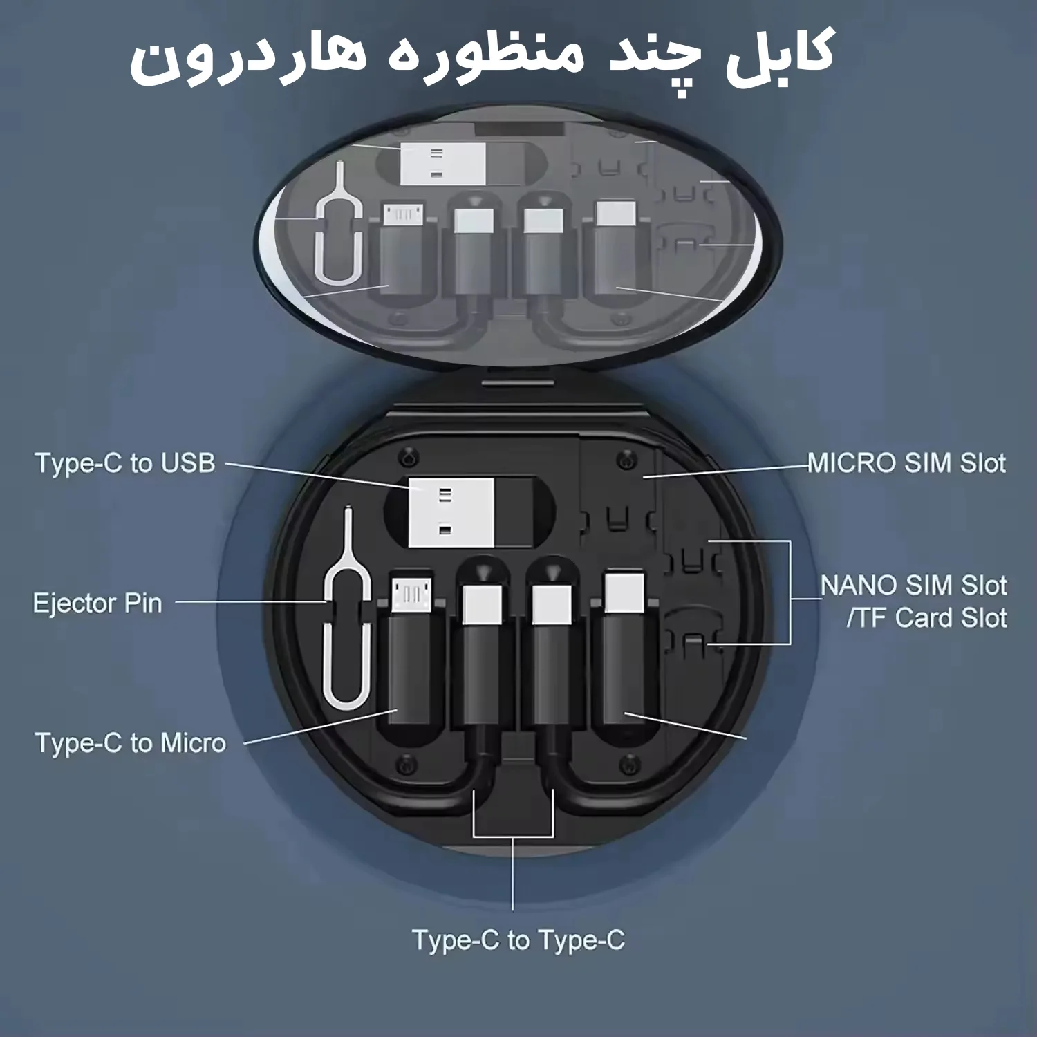 کابل تبدیل USB-C/USB به Lightning/USB-C/Micro USB هاردرون مدل TCRA 1600 طول 0.3 متر