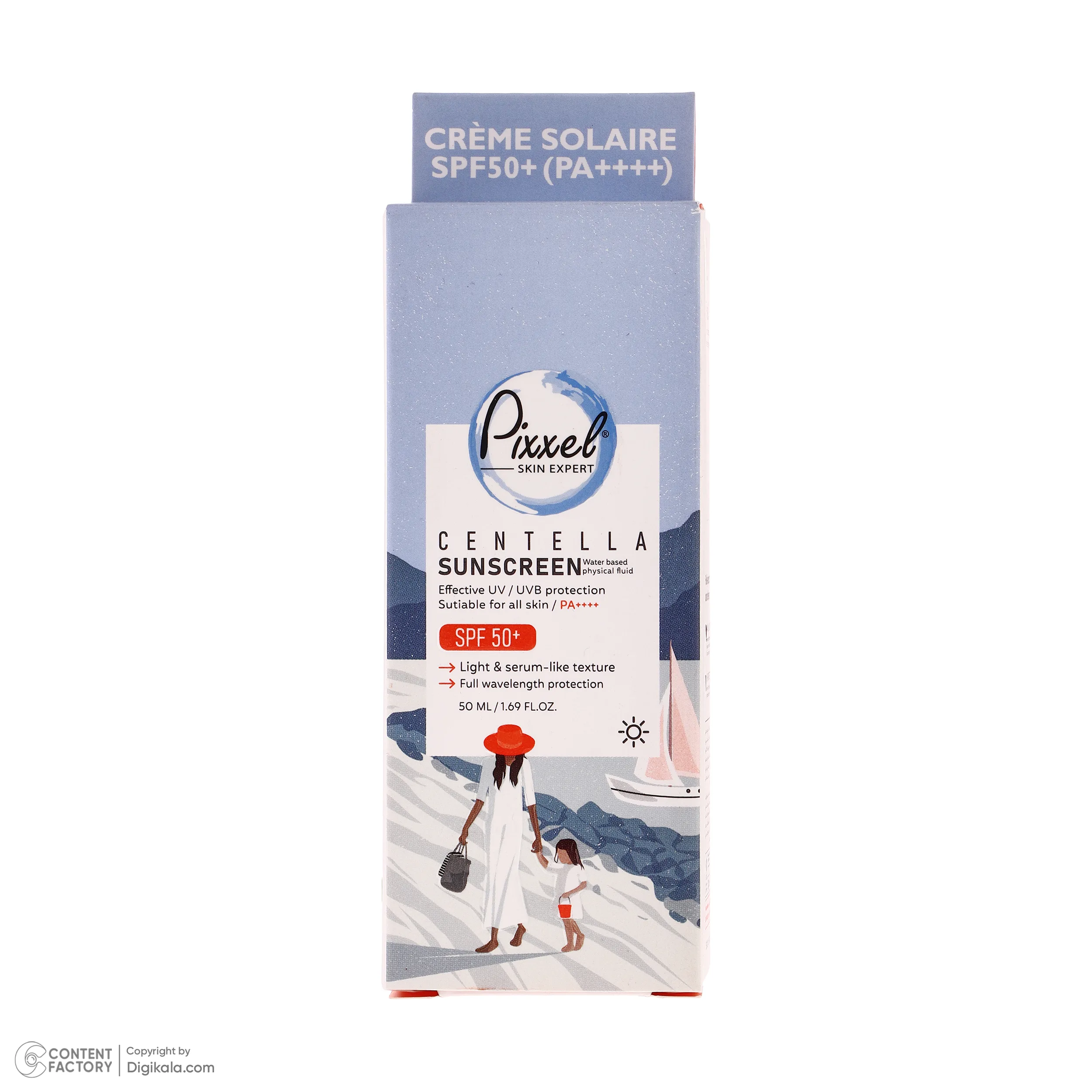 کرم ضد آفتاب بیرنگ پیکسل SPF 50 مدل Centella محافظ UVA ،UVB، ++++PA مناسب برای انواع پوست حجم 50 میلیلیتر
