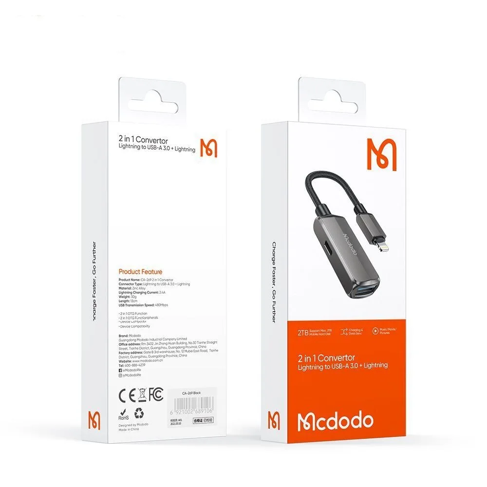 مبدل لایتنینگ به USB /USB-C مک دودو مدل CA-2690