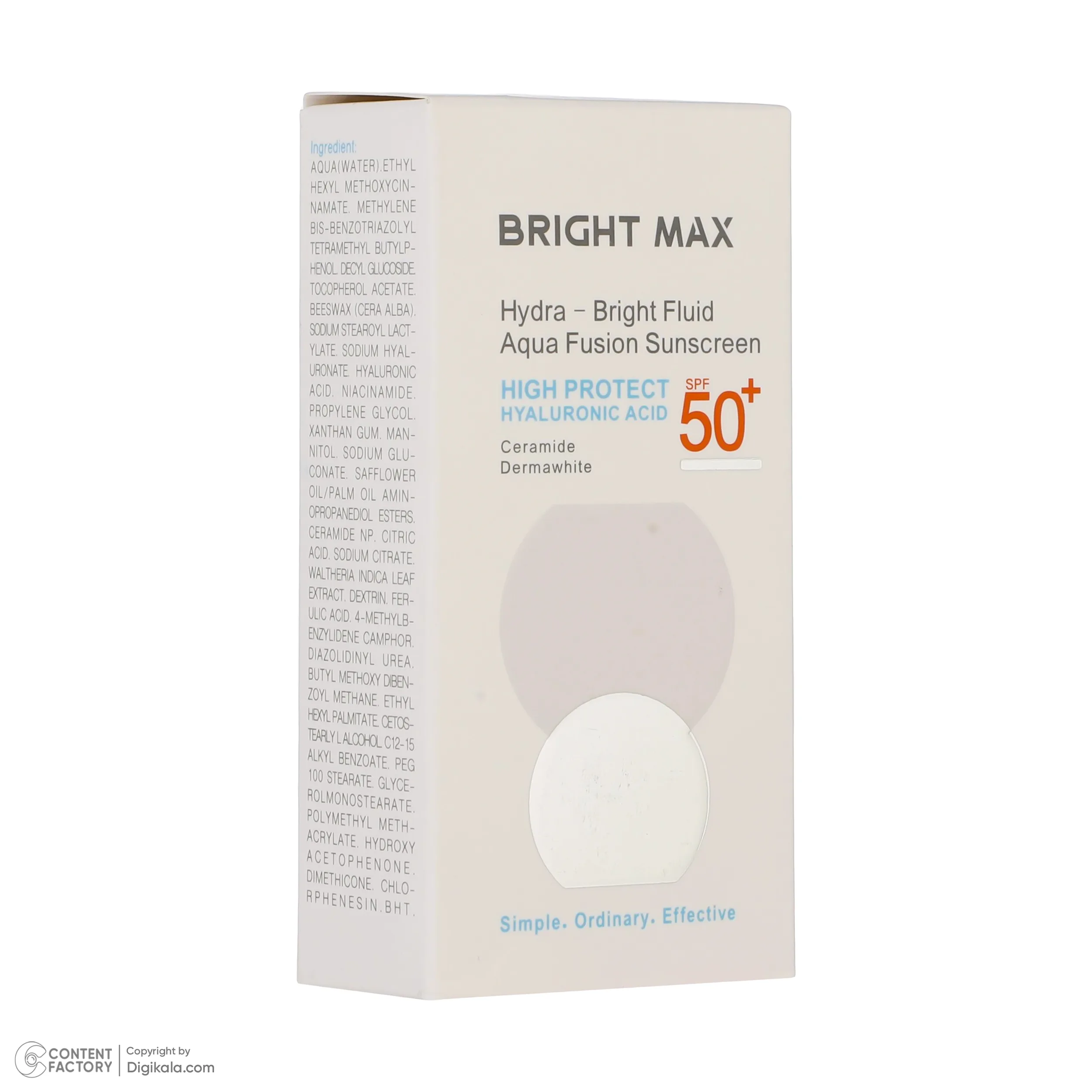 فلوئید ضدآفتاب بیرنگ برایت مکس SPF50 مدل هیدرابرایت مناسب انواع پوست، حجم 50 میلیلیتر