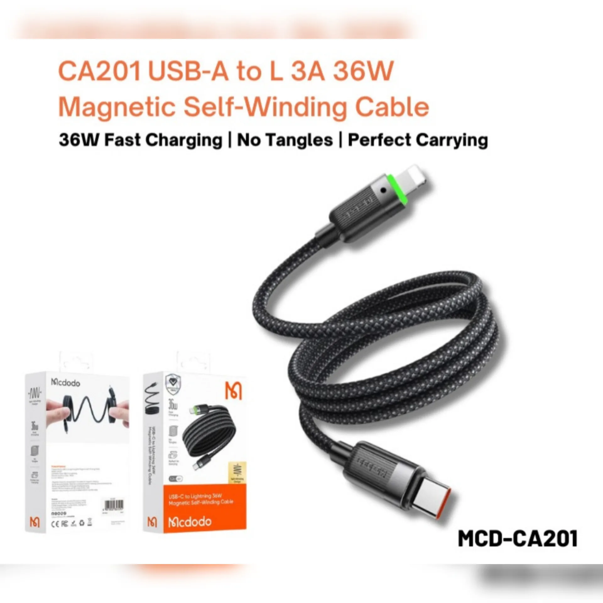 کابل تبدیلUSB-C به لایتنینگ مک دودو مدلCA-201 36W طول 1.2متر