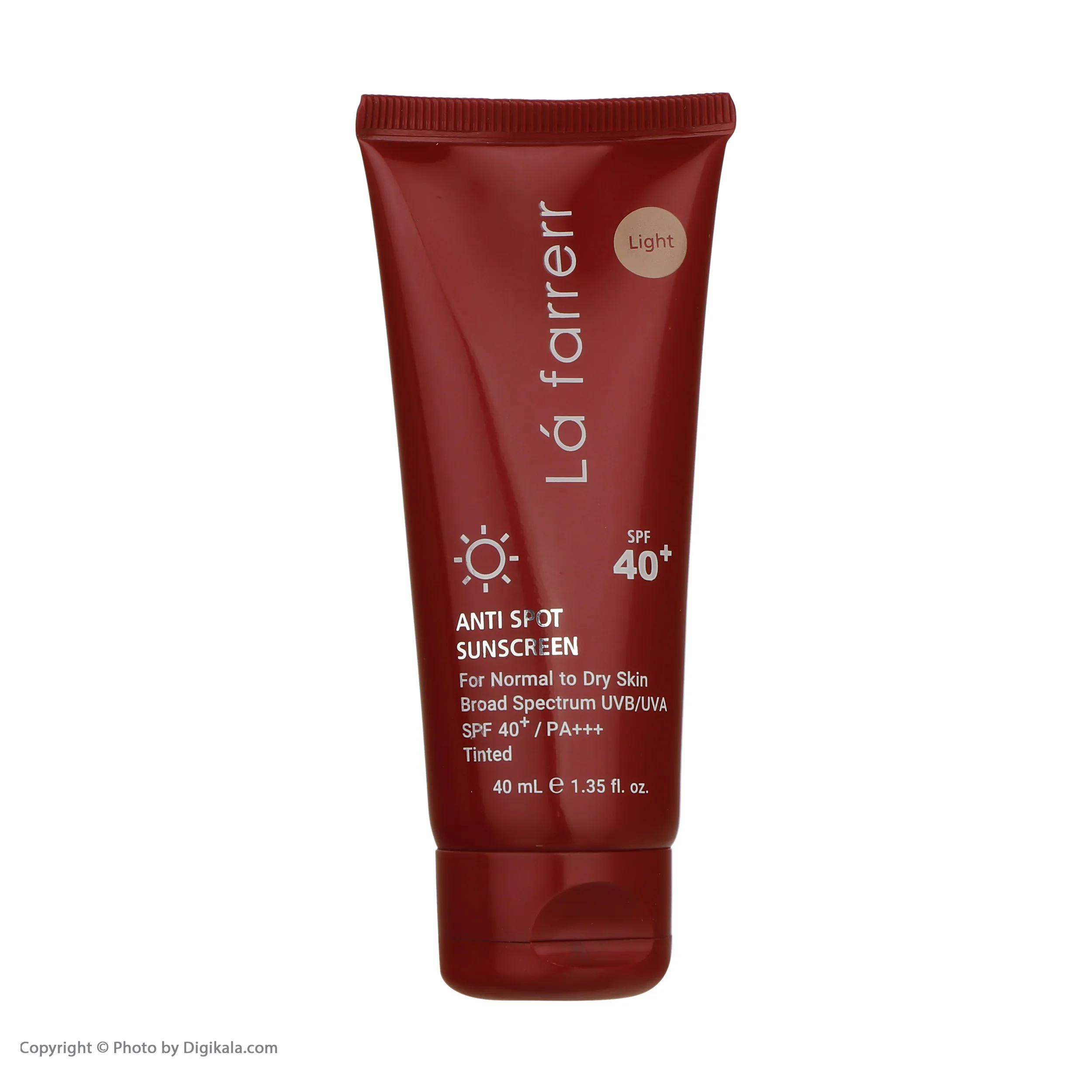 کرم ضدآفتاب و ضدلک رنگی لافارر مدل SPF40-Light، مناسب پوستهای خشک و معمولی، حجم 40 میلیلیتر
