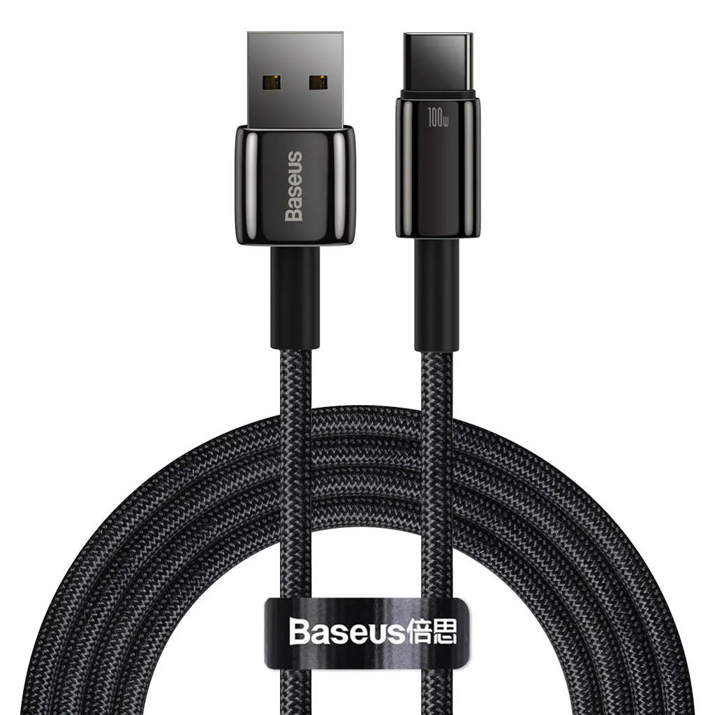 کابل تبدیل USB به USB-C باسئوس مدل Tungsten Gold 100W طول 2 متر