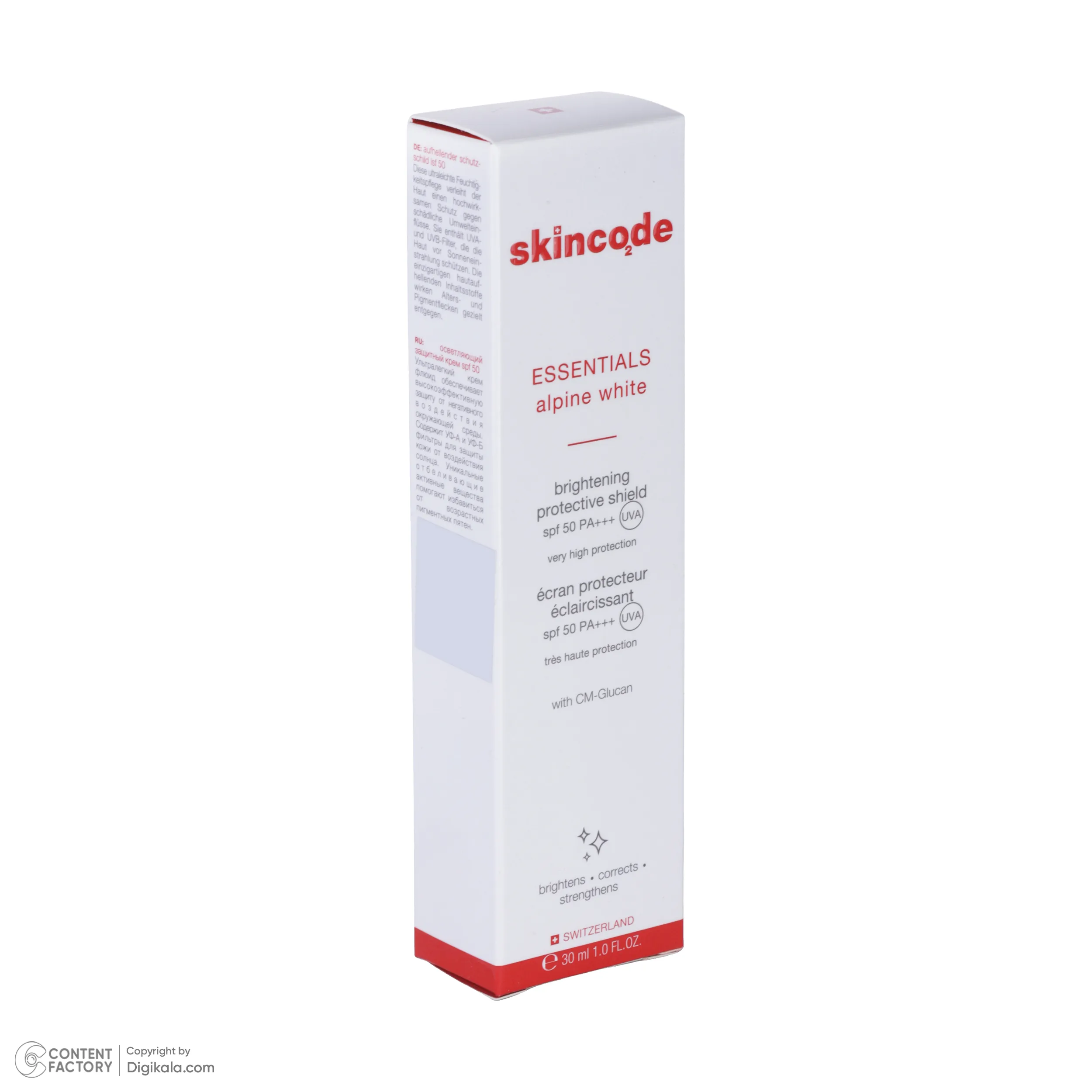 فلوئید ضد آفتاب بی رنگ صورت اسکین کد SPF50 مدل ALPINE محافظ UVA مناسب برای انواع پوست حجم 30 میلی لیتر