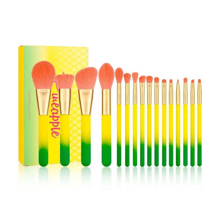 ست برس آرایشی دو کالر مدل PineappleDP16 مجموعه 16 عددی