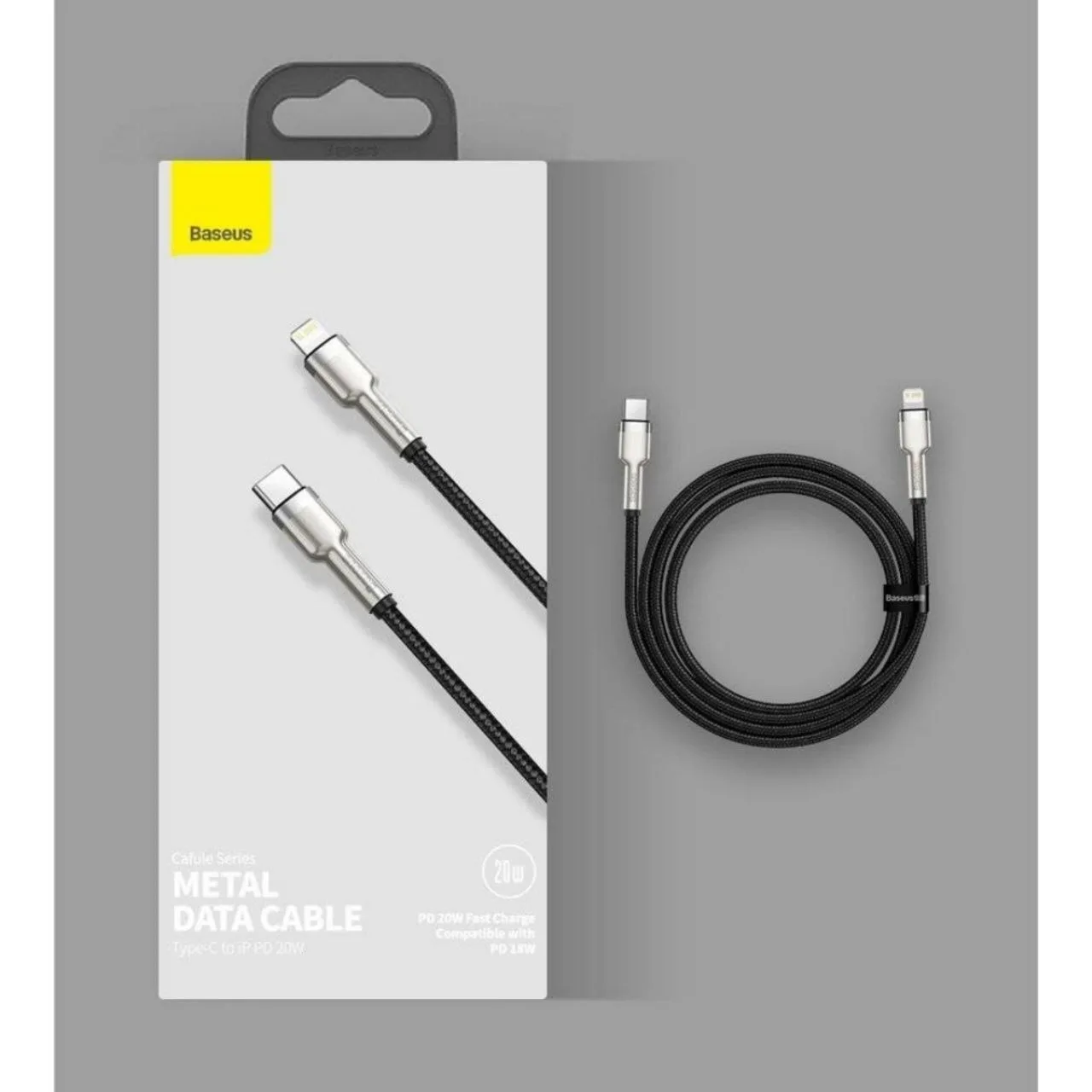 کابل تبدیل USB-C به لایتنینگ باسئوس مدل Cafule Metal 20W طول 1 متر