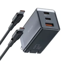شارژر 67 وات دارای 2 پورت مک دودو مدل CH1536 به همراه کابل usb-c