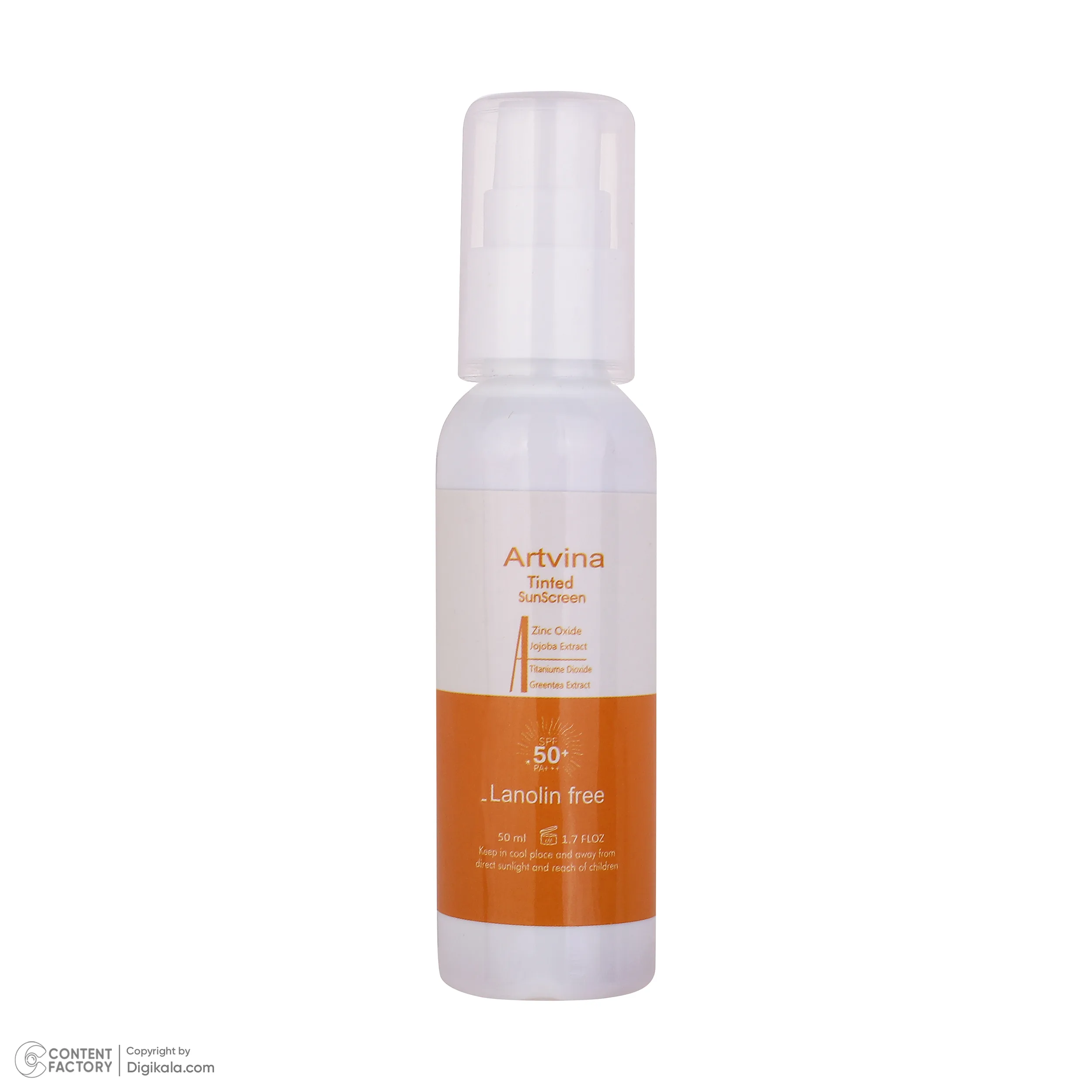 کرم ضد آفتاب رنگی آرت وینا SPF 50 مدل جوجوبا محافظ UVA ، UVB مناسب انواع پوست حجم 50 میلیلیتر