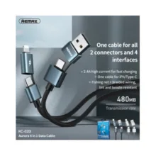 کابل تبدیل USB/USB-C به USB-C / لایتنینگ ریمکس مدل RC-020T طول 1 متر