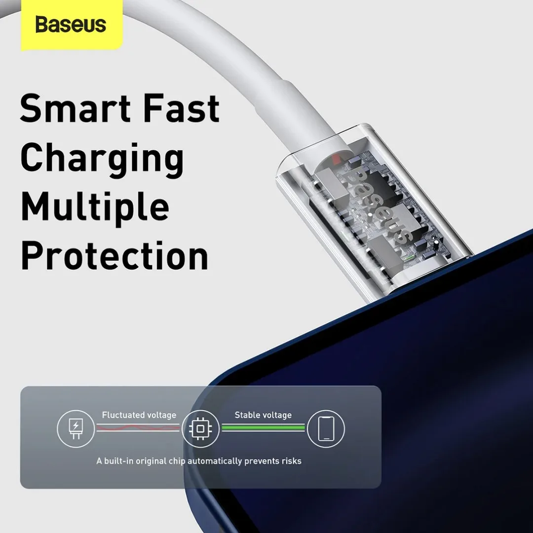 کابل تبدیل USB-C به لایتنینگ باسئوس مدل Superior PD  طول 1.5 متر بسته دو عددی