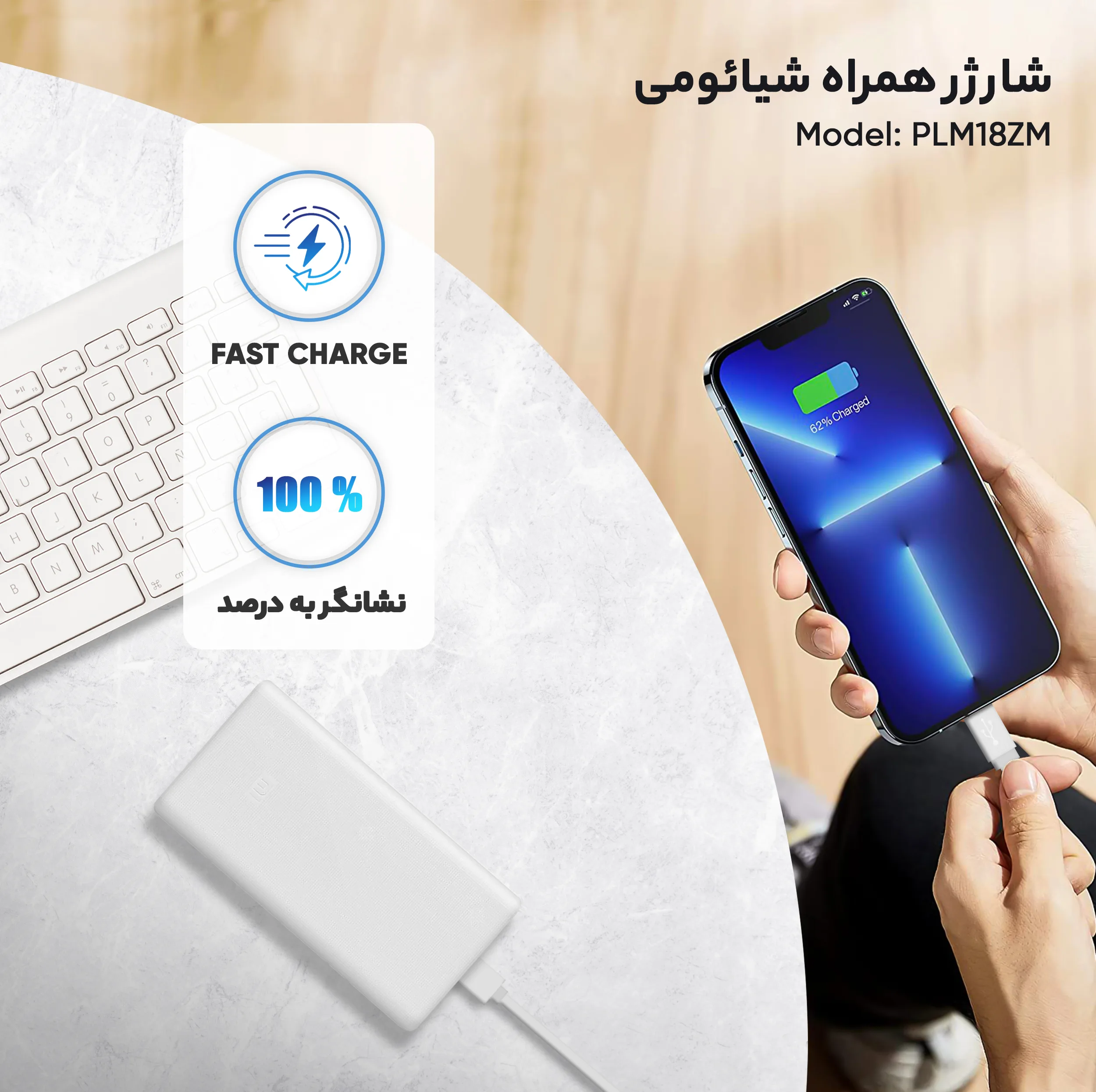 پاوربانک شیائومی مدل PLM18ZM ظرفیت 20000 میلی آمپر ساعت