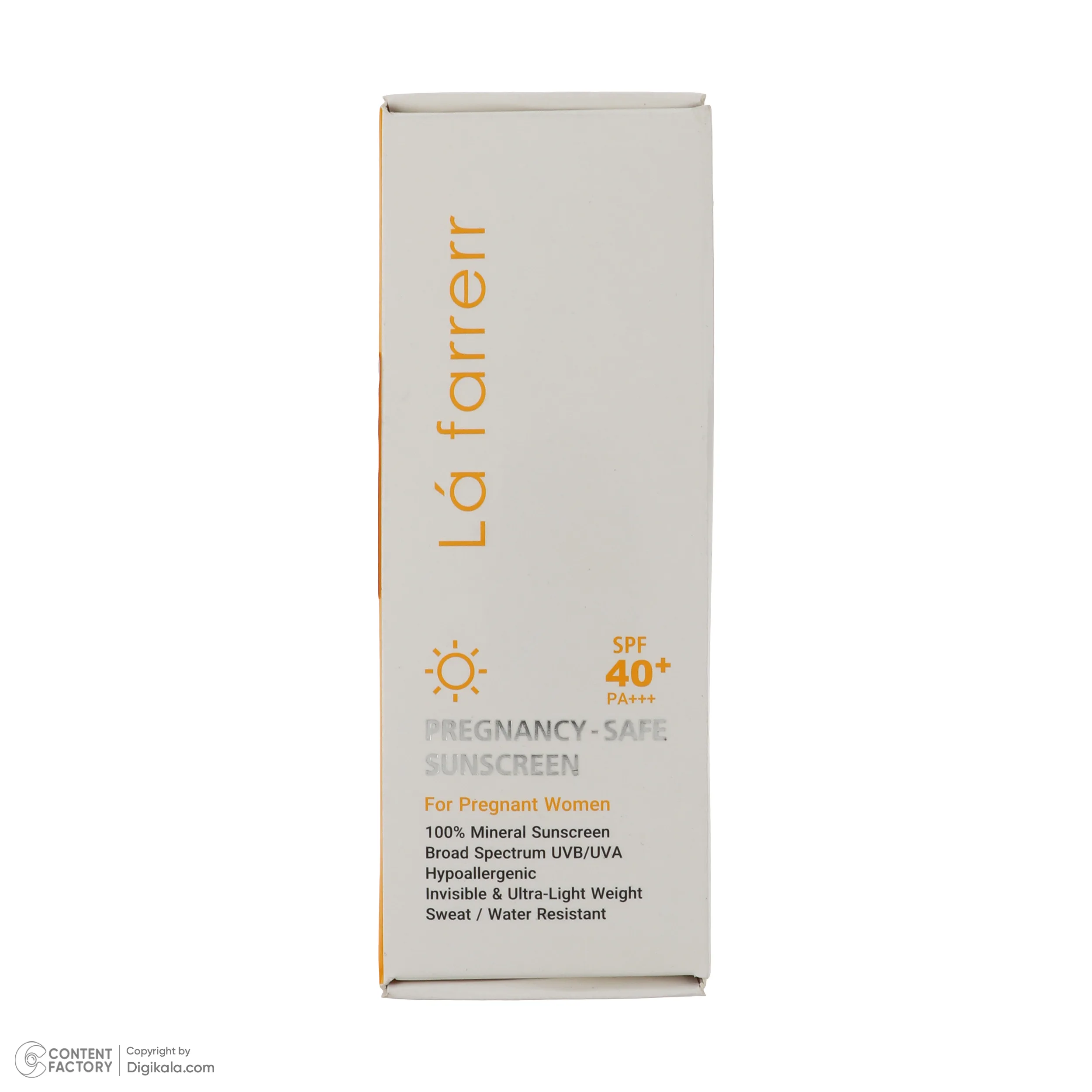 کرم ضد آفتاب بدون رنگ لافارر SPF 40 مدل PREGNANCY SAFE، حاوی محافظ UVA و UVB و PA+++ مناسب پوست بانوان باردار حجم 40 میلی‌لیتر