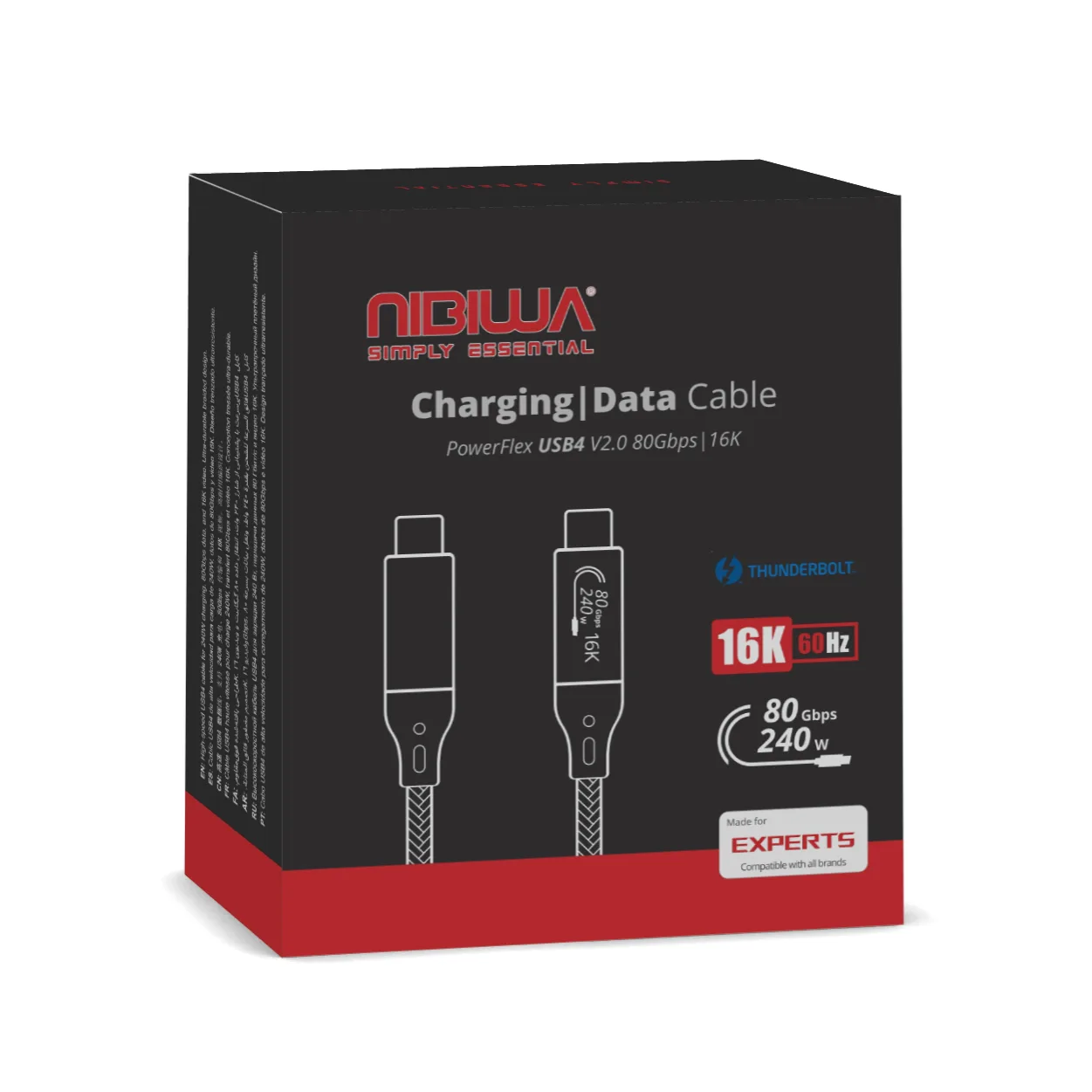 کابل USB-C نیبیوا مدل USB4 V2 ThunderBolt 5 طول 1 متر