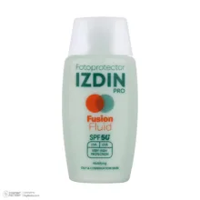 فلوئید ضد آفتاب بیرنگ صورت و گردن ایزدین پرو SPF 50 مدل Safe Eye Tech محافظ در برابر اشعه UVA و UVB مناسب برای پوست چرب و مختلط حجم 50 میلیلیتر