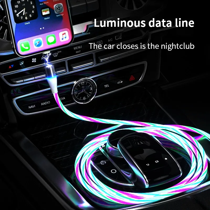 کابل تبدیل مغناطیسی  USB به MicroUSB / USB-C / لایتنینگ مدل  RGB  1x3 طول 1 متر