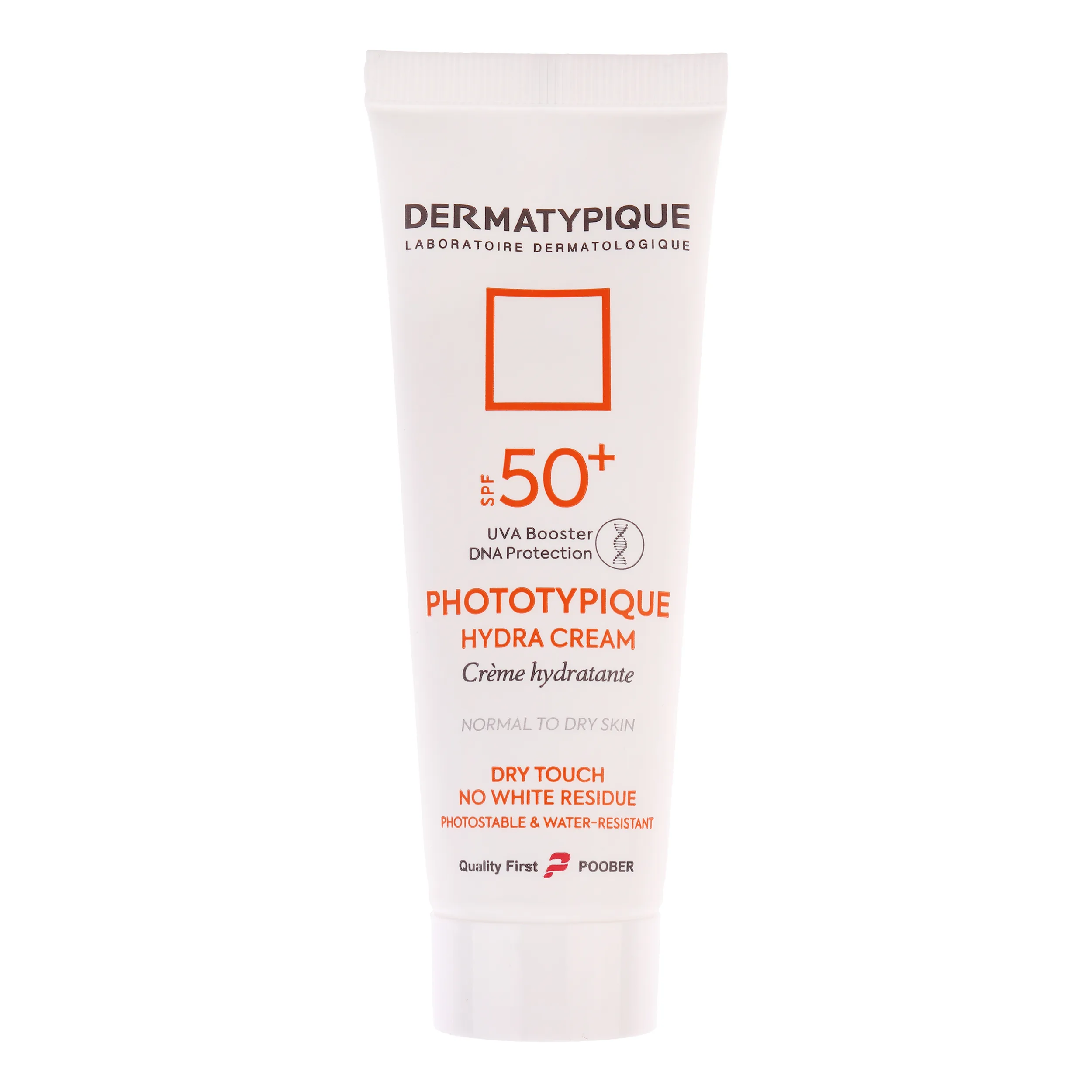 فلوئید ضد آفتاب بدون رنگ درماتیپیک مدل hydra cream محافظ UVA،UVB مناسب برای پوست خشک حجم 40 میلی لیتر