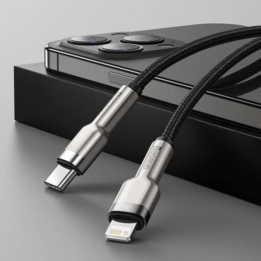 کابل تبدیل USB-C به لایتنینگ باسئوس مدل Cafule Metal 20W طول 1 متر