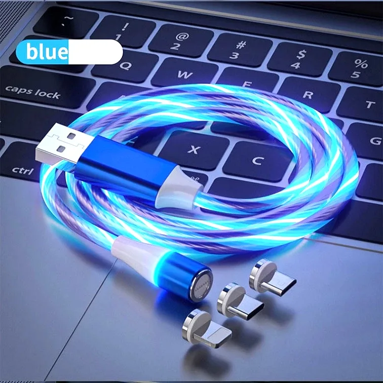 کابل تبدیل مغناطیسی  USB به MicroUSB / USB-C / لایتنینگ مدل  RGB  1x3 طول 1 متر