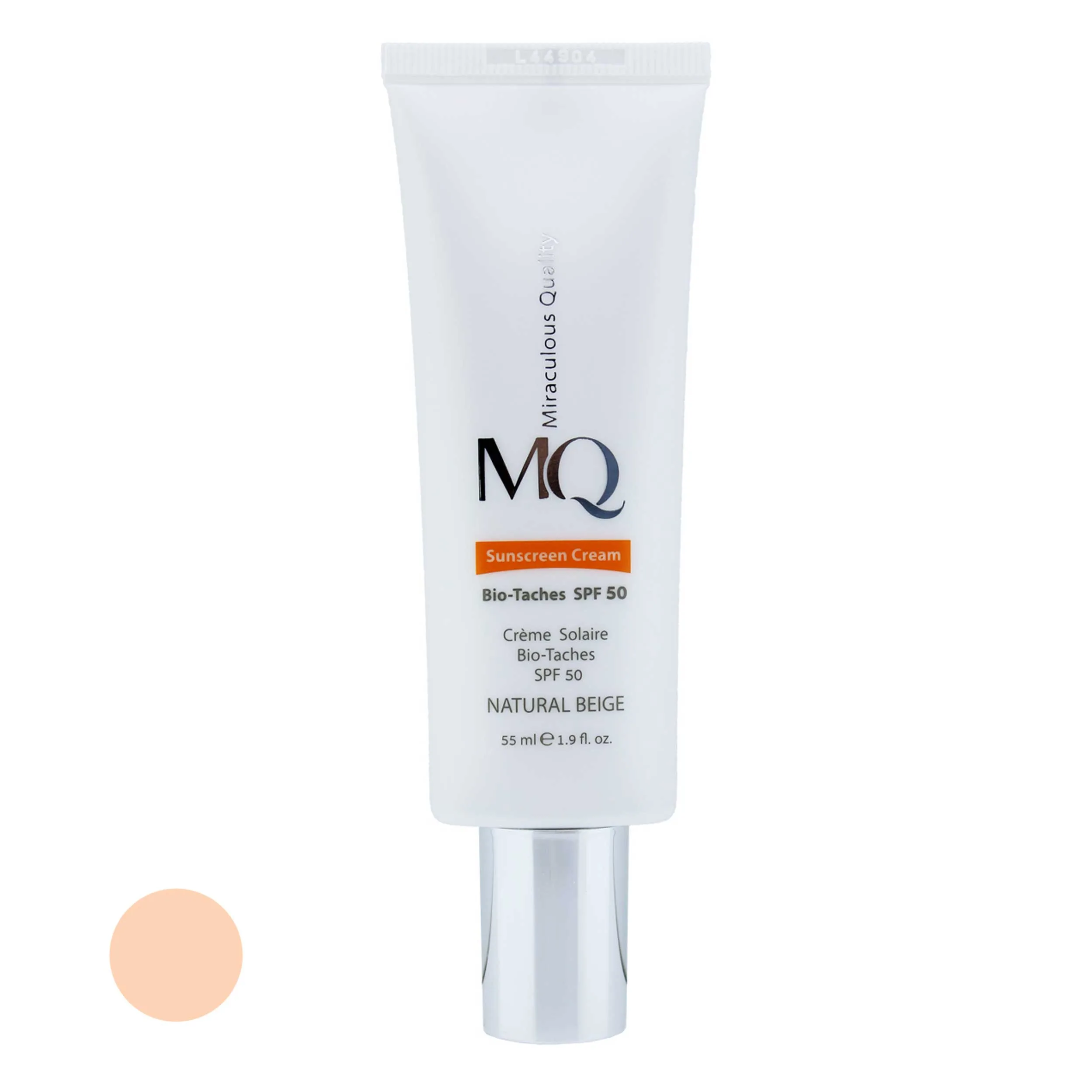 کرم ضدآفتاب رنگی ام کیو SPF50 مدل NATURAL BEIGE BIO TACHES مناسب انواع پوست، حجم 55 میلیلیتر