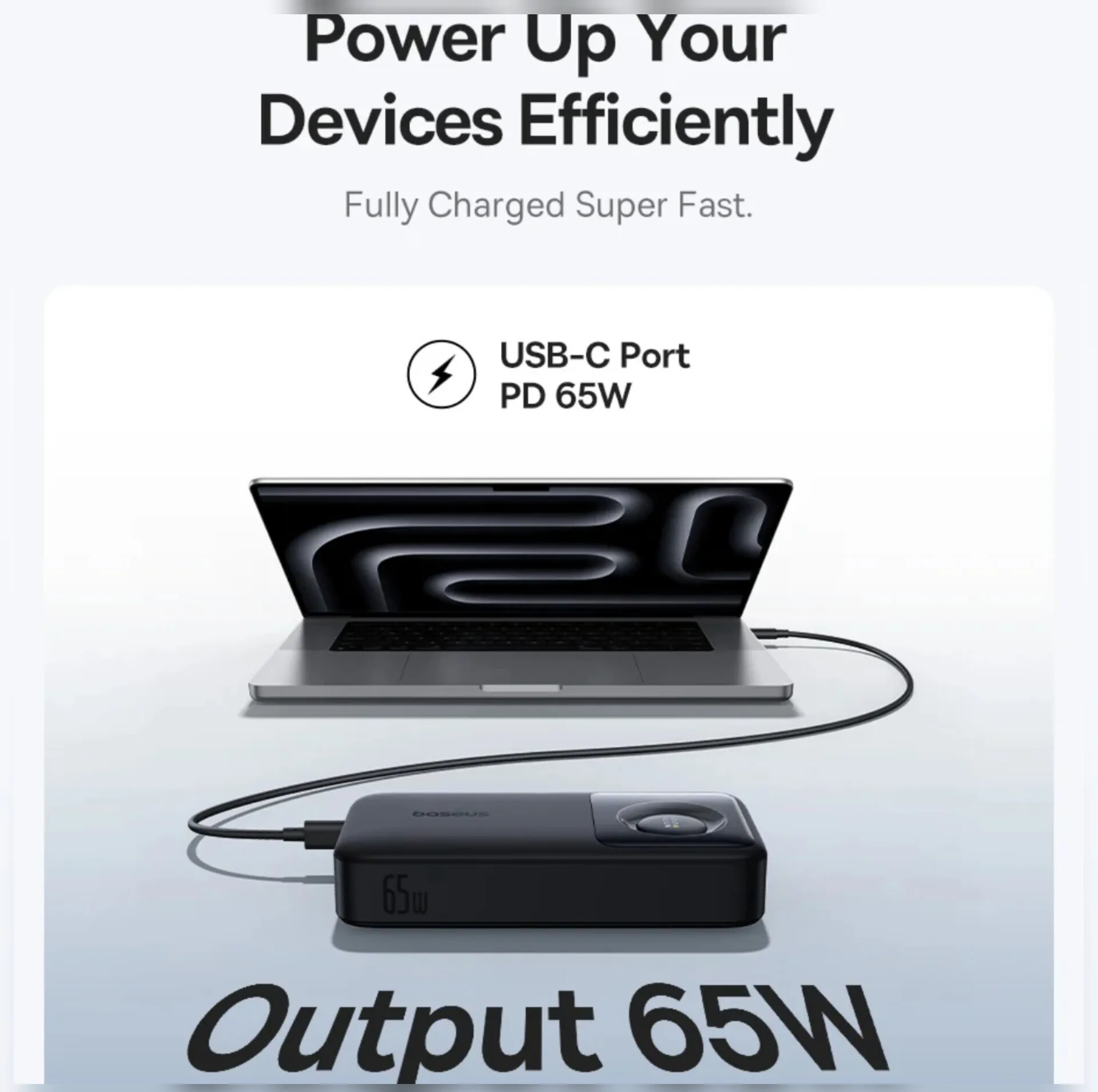 پاوربانک بیسوس مدل Free2Pull 65W ظرفیت 20000 میلی آمپر ساعت به همراه کابل USB-C