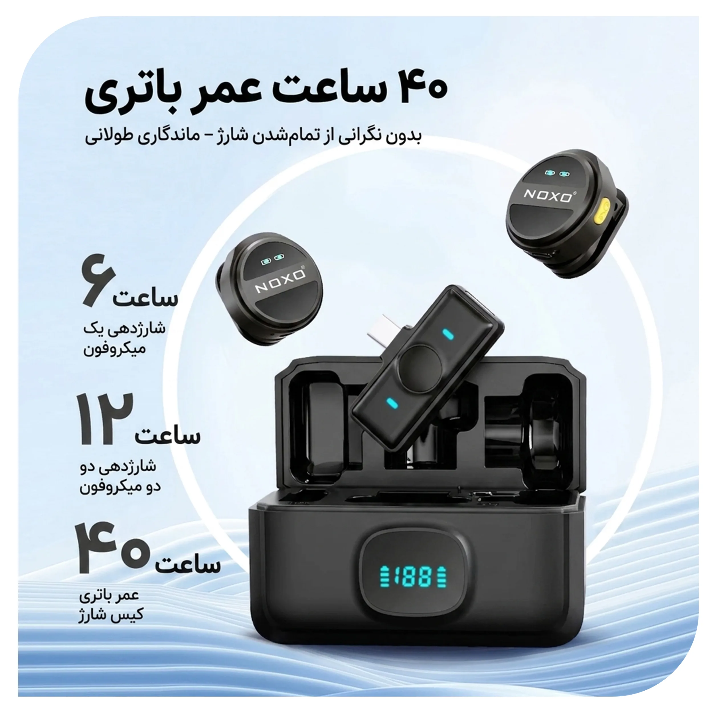 میکروفن بی‌ سیم یقه‌ ای نوکسو مدل MC‑N2 با درگاه اتصال USB‑C