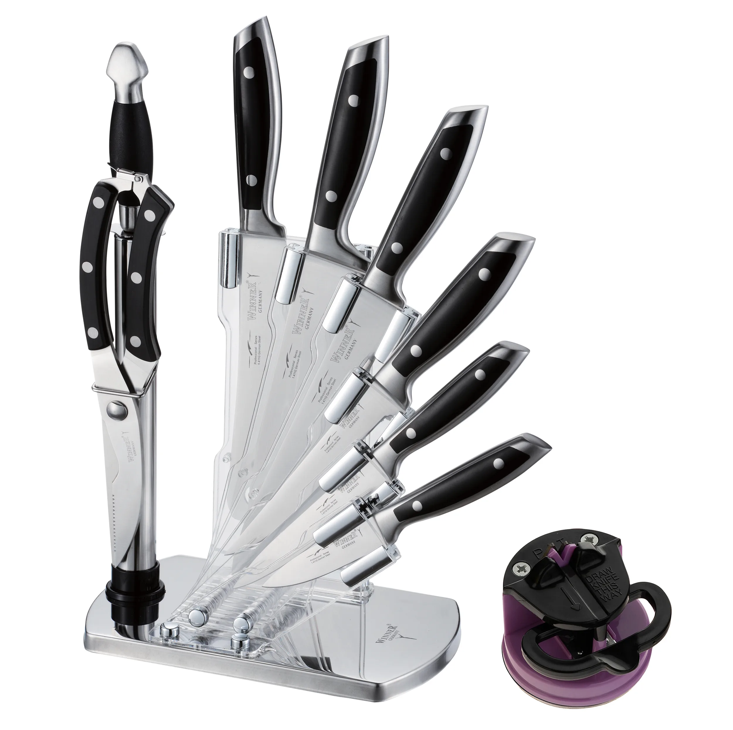 سرویس چاقو آشپزخانه 10 پارچه وینر کد W7335PU به همراه چاقو تیزکن
