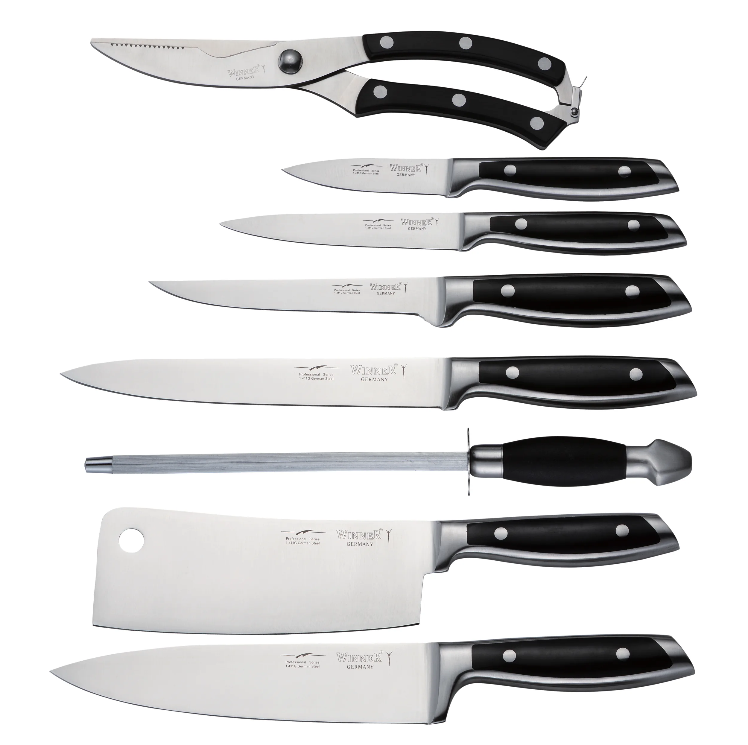سرویس چاقو آشپزخانه 10 پارچه وینر کد W7335PU به همراه چاقو تیزکن