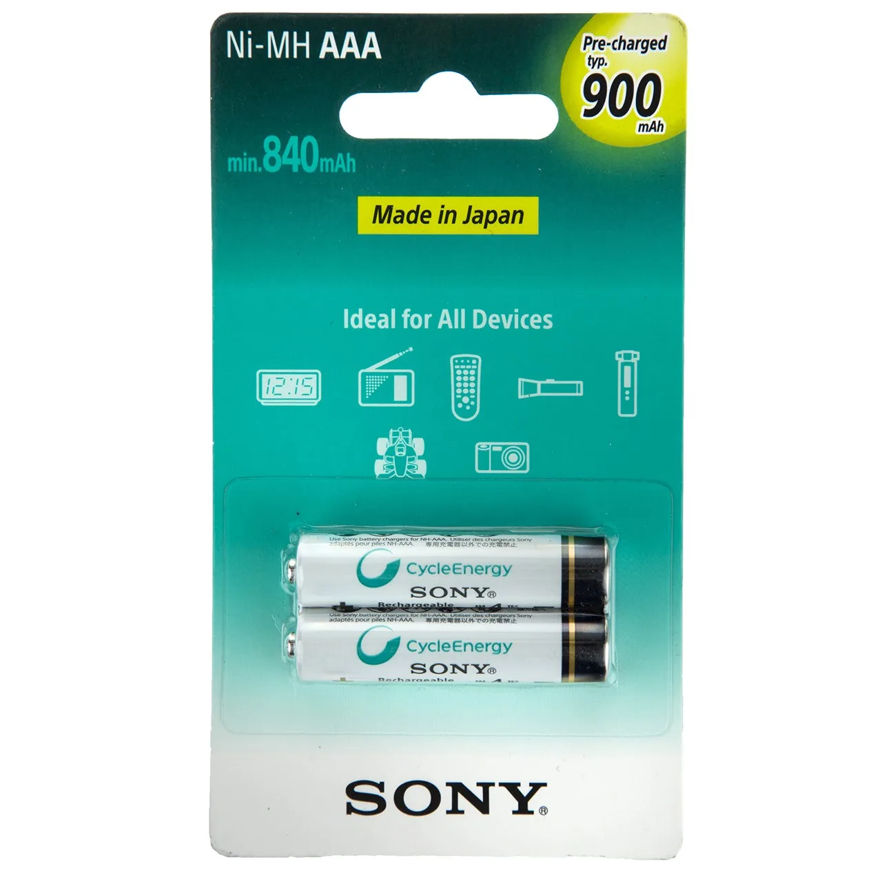 باتری نیم‌ قلمی قابل‌ شارژ سونی مدل NH-AAA-B2GN بسته‌ 2 عددی