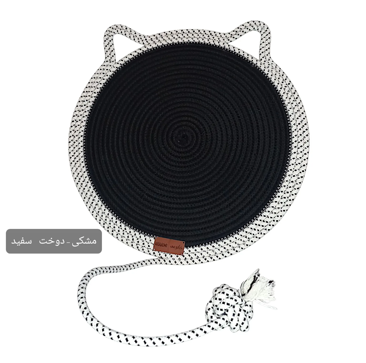 اسکرچر گربه و سگ مدل گربهای از ریسمان قیطان مقاوم در برابر آب، آویزی و قابل شستشو با دست، با ابعاد 34x34x1 سانتیمتر، مناسب توله، بالغ و سالمند