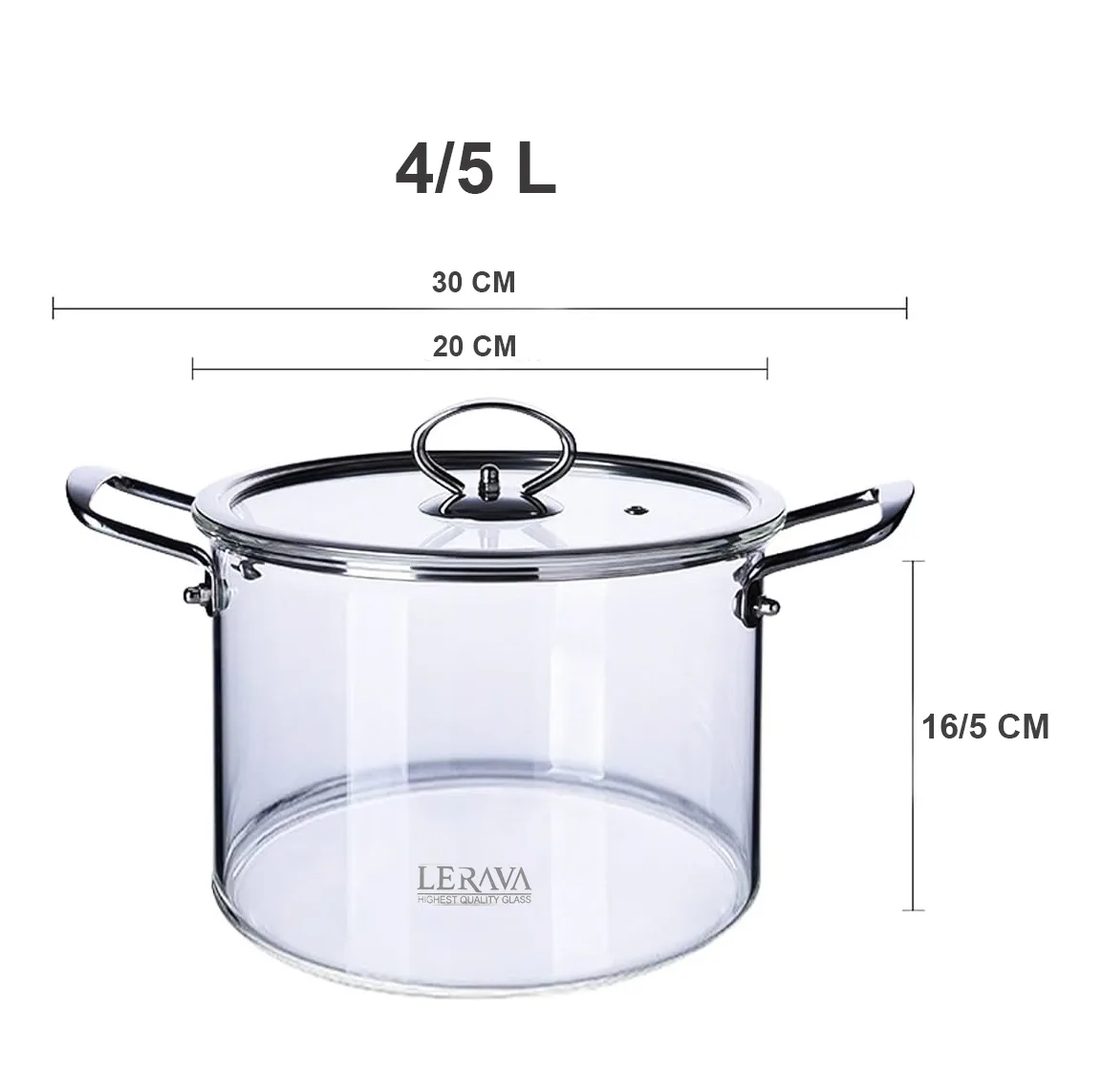 قابلمه لراوا مدل شیشه ای کد 4/5L سایز 20