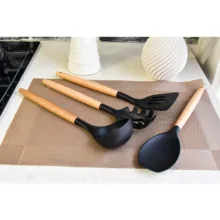سرویس کفگیر و ملاقه 12 پارچه کیچن ست مدل سیلیکونی کد 01