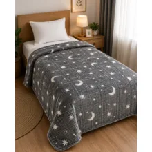 پتو مسافرتی 1 نفره مدل ماه و ستاره سایز 200x160 سانتی‌متر